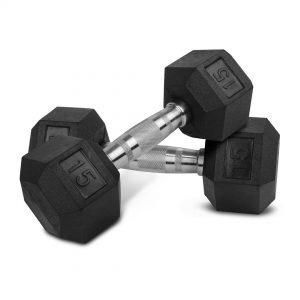 Mancuernas hexagonales de caucho 15 lbs